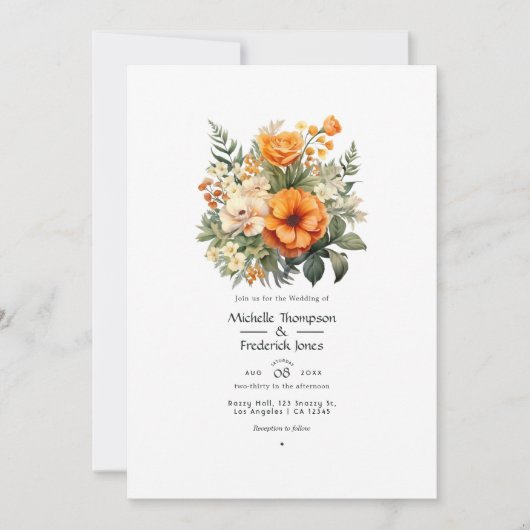 Invitation Terracotta et verdure Mariage Floral (Devant)