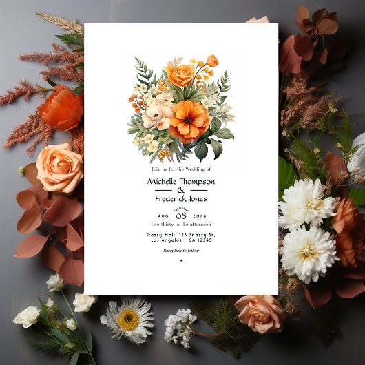 Invitation Terracotta et verdure Mariage Floral