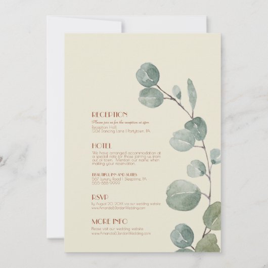 Invitation Terracotta Eucalyptus Déco Tout En Un Mariage (Dos)