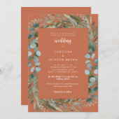 Invitation Terracotta Eucalyptus Mariage botanique II (Devant / Derrière)