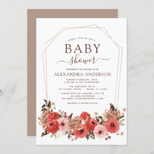 Invitation Terracotta Fall Baby shower Floral