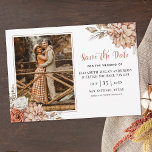 Invitation Terracotta Fall Boho Floral Photo Enregistrer la d<br><div class="desc">Un élégant mariage automne fleuri en terre cuite à l'automne sauver la date. Personnalisez-le avec votre photo,  nom et date pour une façon magnifique d'informer vos invités de votre prochain mariage. Conçu pour vous par Blackberry Boulevard.</div>