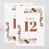 Invitation Terracotta Fall Country Floral Numéro de tableau (Devant / Derrière)