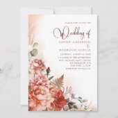 Invitation Terracotta Fall Floral Bural Orange Boho Mariage (Devant)