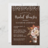 Invitation Terracotta Fall Floral Mason Jar Fête des mariées (Devant)