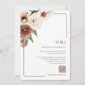 Invitation Terracotta Fall Floral moderne QR Code RSVP Mariag (Dos)