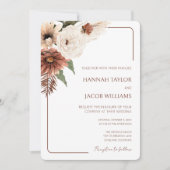 Invitation Terracotta Fall Floral moderne QR Code RSVP Mariag (Devant)