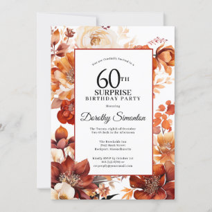 Invitation Terracotta Fall Flowers 60e Anniversaire surprenan