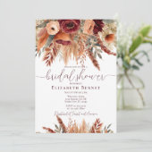 Invitation Terracotta Fall Flowers Pampas Grass Fête des mari (Debout devant)