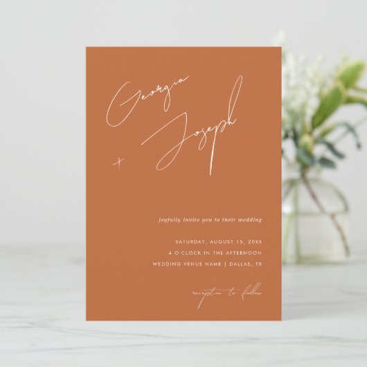 Invitation Terracotta Fall | Script Photo QR Code Mariage (Debout devant)
