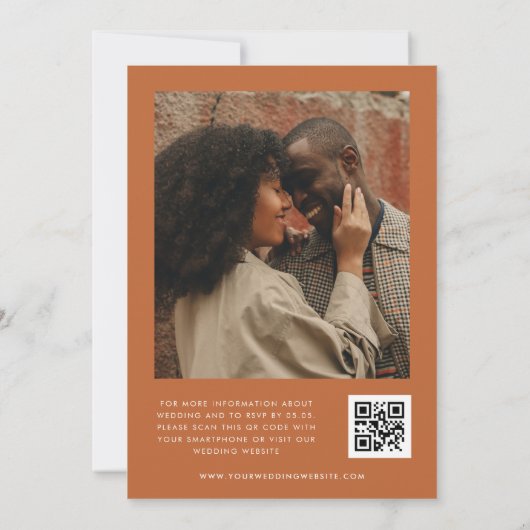 Invitation Terracotta Fall | Script Photo QR Code Mariage (Dos)