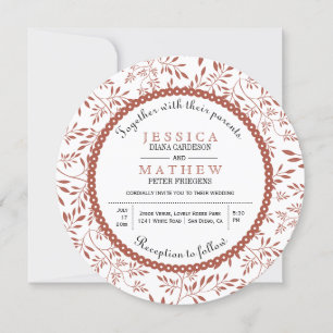 Invitation Terracotta feuille motif mariage de automne