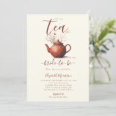 Invitation Terracotta Fleur sauvage Art Chic Thé nuptiale Dou (Debout devant)