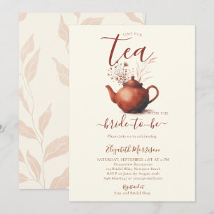 Invitation Terracotta Fleur sauvage Art Chic Thé nuptiale Dou
