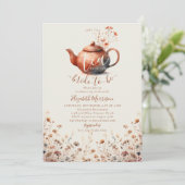 Invitation Terracotta Fleur sauvage moderne thé nuptiale douc (Debout devant)