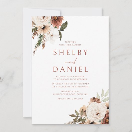 Invitation Terracotta Fleurs Bohémiennes Toutes les saisons M (Devant)