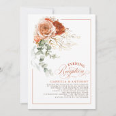 Invitation Terracotta Fleurs Orange Brûlées Réception De Mari (Devant)