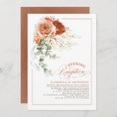 Invitation Terracotta Fleurs Orange Brûlées Réception De Mari (Devant / Derrière)