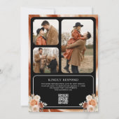 Invitation Terracotta Floral Black Gold Photo QR Code Mariage (Dos)