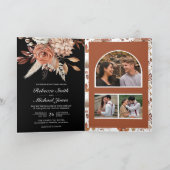 Invitation Terracotta Floral Black QR Code Wedding (Intérieur)