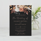 Invitation Terracotta Floral Boho Black All In One Wedding (Debout devant)
