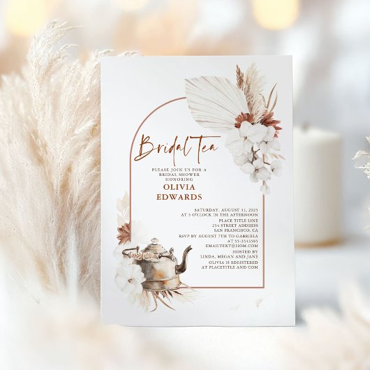 Invitation Terracotta Floral Boho Fête des mariées Tea Party