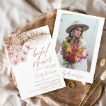 Invitation Terracotta Floral Boho Pampas Fête des mariées en<br><div class="desc">Minimalist Burnt Orange - Terracotta - Coriander Elégant et moderne Boho Pampas Fête des mariées en Grass Script avec Photo sur le dos Automne (Automne),  Hiver,  Printemps ou Invitations d'été - comprend une belle et élégante typographie de script pour la fête spéciale Mariée d'être pré - Mariage.</div>