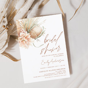 Invitation Terracotta Floral Boho Pampas Fête des mariées en