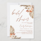 Invitation Terracotta Floral Boho Pampas Fête des mariées en (Devant)