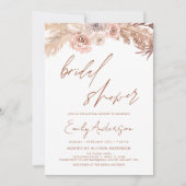 Invitation Terracotta Floral Boho Pampas Fête des mariées en  (Devant)