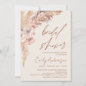 Invitation Terracotta Floral Boho Pampas Fête des mariées en  (Devant)