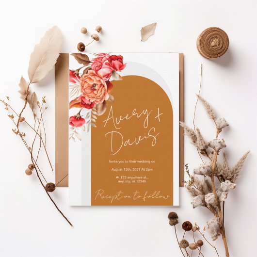Invitation Terracotta Floral Boho Wedding Invite