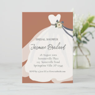 Invitation Terracotta Floral Bride Gown Fête des mariées