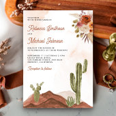 Invitation Terracotta Floral Cactus QR Code Photo Mariage