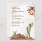 Invitation Terracotta Floral Cactus QR Code Photo Mariage (Devant)