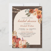 Invitation Terracotta Floral Citrouille Grange Fête des marié (Devant)