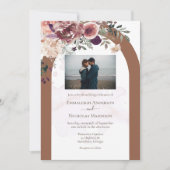 Invitation Terracotta Floral d'automne avec Mariage photo (Devant)
