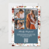 Invitation Terracotta Floral Dusty Blue QR Code Wedding (Dos)