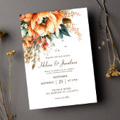 Invitation Terracotta Floral Élégant Mariage de automne rusti