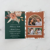 Invitation Terracotta Floral Emerald Green QR Code Wedding (Intérieur)