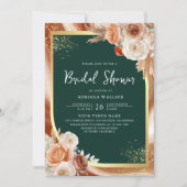 Invitation Terracotta Floral Emerald QR Code Fête des mariées (Devant)