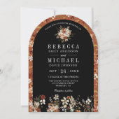Invitation Terracotta Floral Fleur sauvage Black Arch Mariage (Devant)