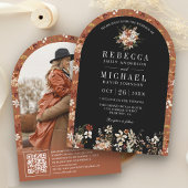 Invitation Terracotta Floral Fleur sauvage Black Arch Mariage