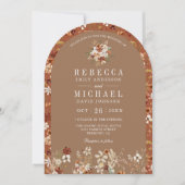 Invitation Terracotta Floral Fleur sauvage Mariage Arc Beige (Devant)