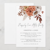 Invitation Terracotta Floral Joyeusement Joyeux Jamais Après  (Devant / Derrière)