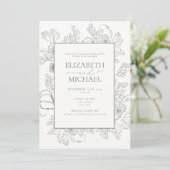 Invitation Terracotta Floral Line Art Post Mariage Brunch (Debout devant)