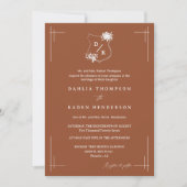 Invitation Terracotta Floral Mariage Crest Boho QR Code Photo (Devant)