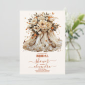 Invitation Terracotta Floral Mariage Fête des mariées (Debout devant)