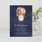 Invitation Terracotta Floral Navy Blue Photo Fête des mariées (Debout devant)
