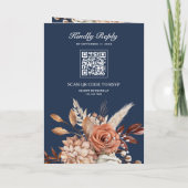 Invitation Terracotta Floral Navy Blue QR Code Wedding (Dos)